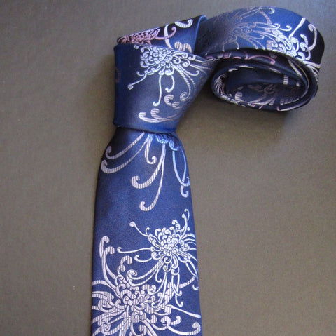 Spider Chrysanthemum - Purple & Blue Silk Tie