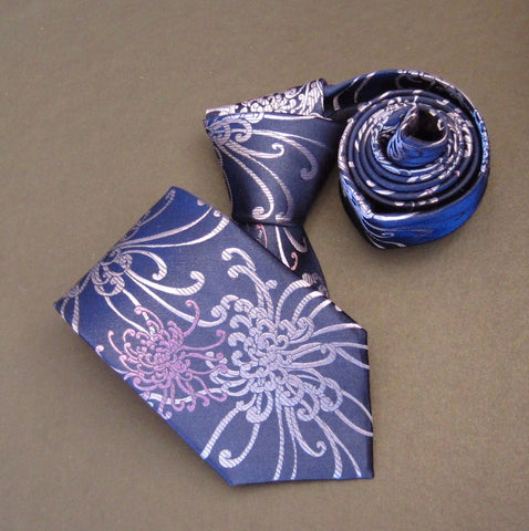 Spider Chrysanthemum - Purple & Blue Silk Tie