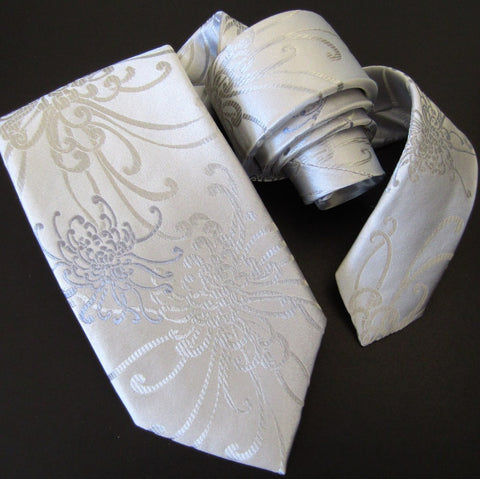 Spider Chrysanthemum - White Silk Tie