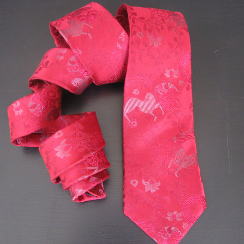 Red on red Horse Design silk tie