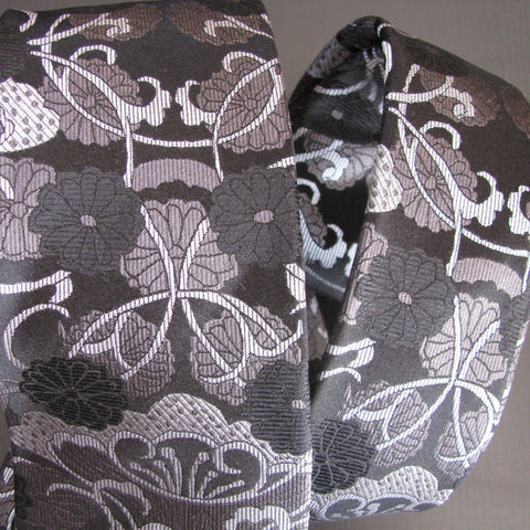 Greys on black Vase Design silk tie
