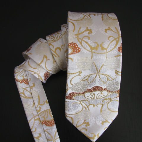 Gold & orange on cream Vase Design silk tie
