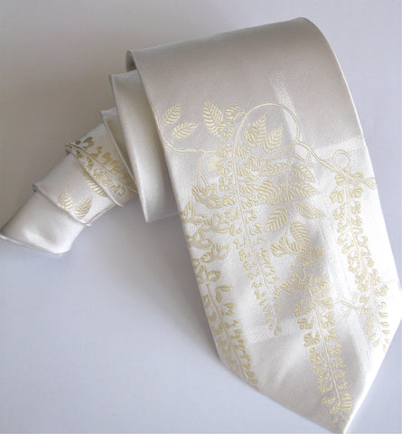 Wisteria-White  Silk Tie