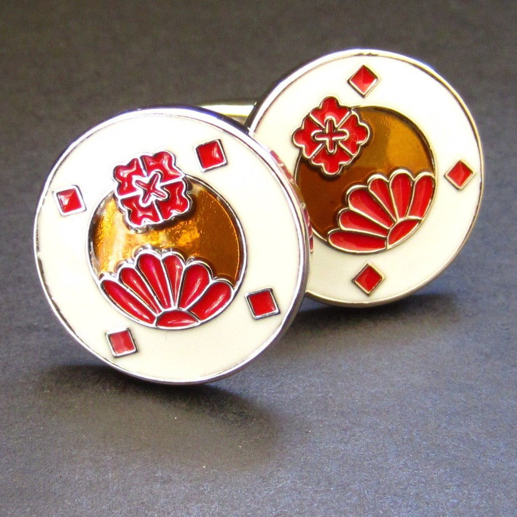 White Floral Jewel Cuff Link