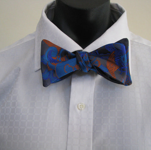 Blue phoenix bow tie
