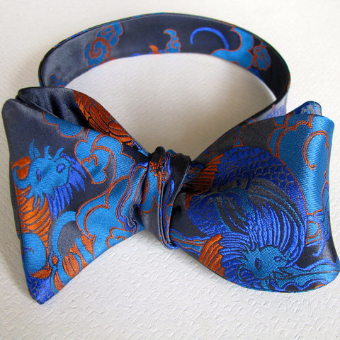Blue phoenix bow tie